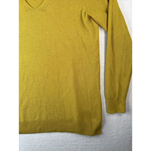 GAP Mustard Gold V-Neck Sweater Merino Wool Blend Womens Medium - Picture 5 of 10